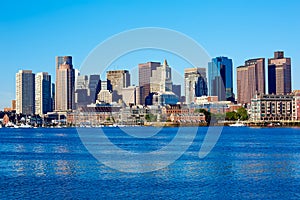 Boston Massachusetts skyline from Harbor