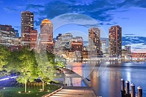 Boston, Massachusetts, USA Downtown City Skyline at Twilight