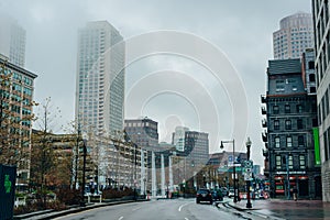 Boston, Massachusetts, USA - sep, 2019 city skyline on a cloudy day