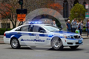 Boston Police Car on duty, Massachusetts, USA