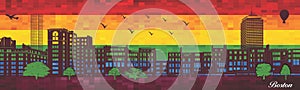 Boston on Rainbow flag background