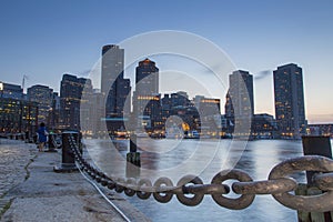 Boston, Skyline of Boston at sunset