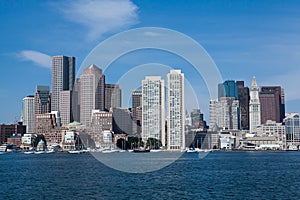 Boston Skyline on a bright blue sky day