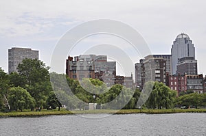 Boston Skyline from Charles River Cruise in Massachusettes State of USA