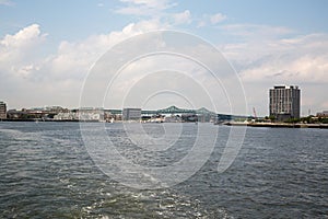 Boston skyline and cityscape from the harbor