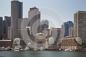 Boston skyline and cityscape from the harbor