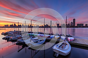 Boston skyline at dawn photo