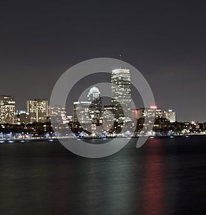 Boston skyline at night