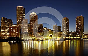 Boston skyline at night