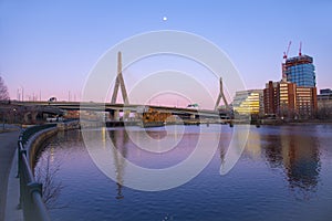 Boston skyline at night, Massachusetts, USA