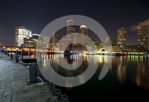 Boston skyline at night time