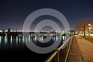 Boston skyline at night time