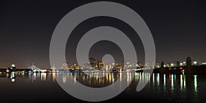 Boston skyline at night time