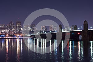 Boston skyline at night time