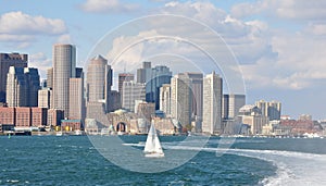 Boston skyline seen from Boston Harbor