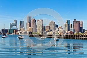 Boston skyline seen from Piers Park, Massachusetts