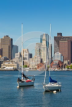 Boston skyline seen from Piers Park, Massachusetts