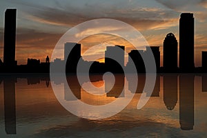 Boston skyline at sunset