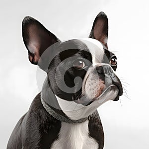 Boston Terrier breed dog isolated on a clean white background