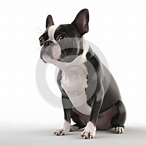 Boston Terrier breed dog isolated on a clean white background