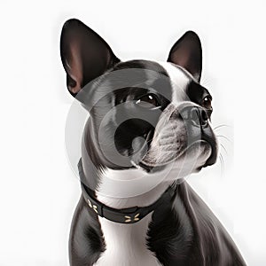 Boston Terrier breed dog isolated on a clean white background