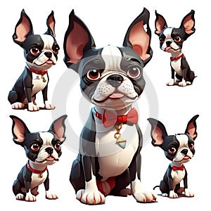 Boston Terrier dog breed character with an annoying personality.