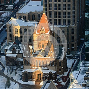 Boston Trinity Church in winter, USA