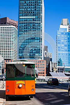 Boston trolley at Congress Street bridge