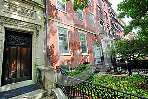 Boston typical houses in historic center near Back Bay