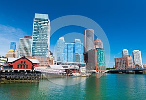 Boston, USA: Boston cityscape, Tea Party museum and modern buildings
