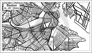 Boston USA City Map in Retro Style. Outline Map.