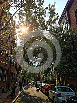 Street in Beacon Hill, a historic neighborhood in Boston, Massachusetts