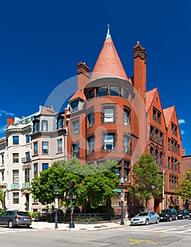 Boston, USA: Old historical building made of red brick and brownstone