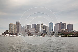 Boston skyline and cityscape from the harbor