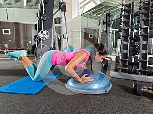 Bosu knees push up push-up woman at gym