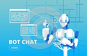 Bot chat. Robot supporter chatbot virtual assistance business vector concept