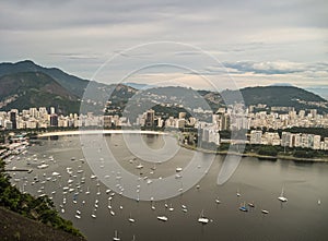 Botafogo and Flamengo neighborhoods buildings, beach and yacht harbor, Rio de Janeiro, Brazil