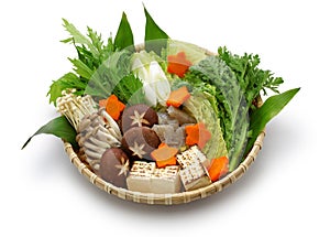 Botan nabe ingredients, japanese wild boar hot pot