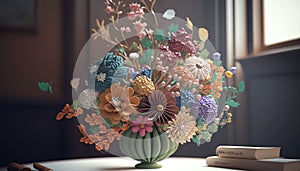 Botanic Garden: A Festive Bouquet of Fresh Blooms in Vintage Decor - ai generated