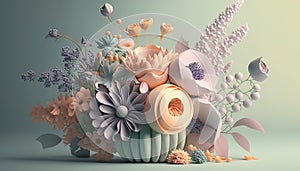 Botanic Garden: A Festive Bouquet of Fresh Blooms in Vintage Decor - ai generated