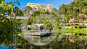 The Botanic Gardens of Trauttmansdorff Castle, Merano, south tyrol, Italy, offer many attractions with botani