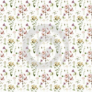 Botanic repeat flowers pattern wallpaper texture