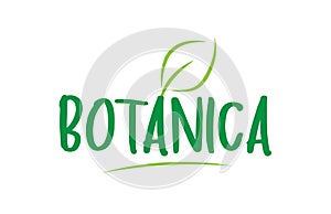 botanica green word text with leaf icon logo design