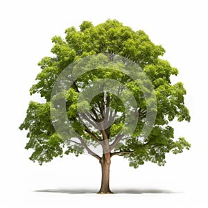 Botanical Accuracy: Image Of A Hickory Tree On White Background