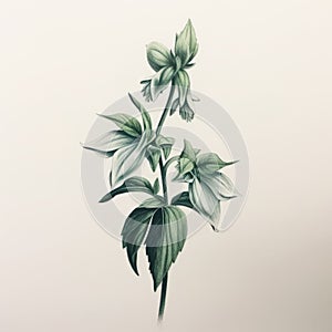 Botanical Accuracy: Pencil Drawing Of White And Green Flowers