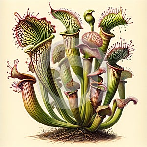 Botanical Artistry: AI-Created Sketch of a Carnivorous Plant