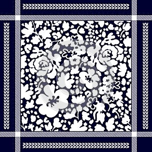 Botanical bandana pattern inspired by Indian art. Flourish framed print with different elements.