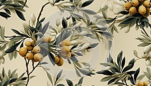 Botanical Beauty: Olive Leaf Nature Pattern Illustration