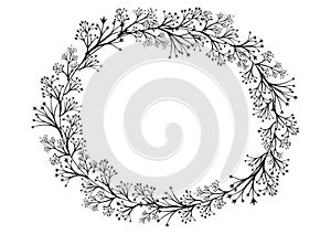 Botanical floral wreath silouette