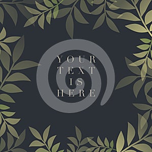 Botanical frame of delicate and stylized leaves and sample text